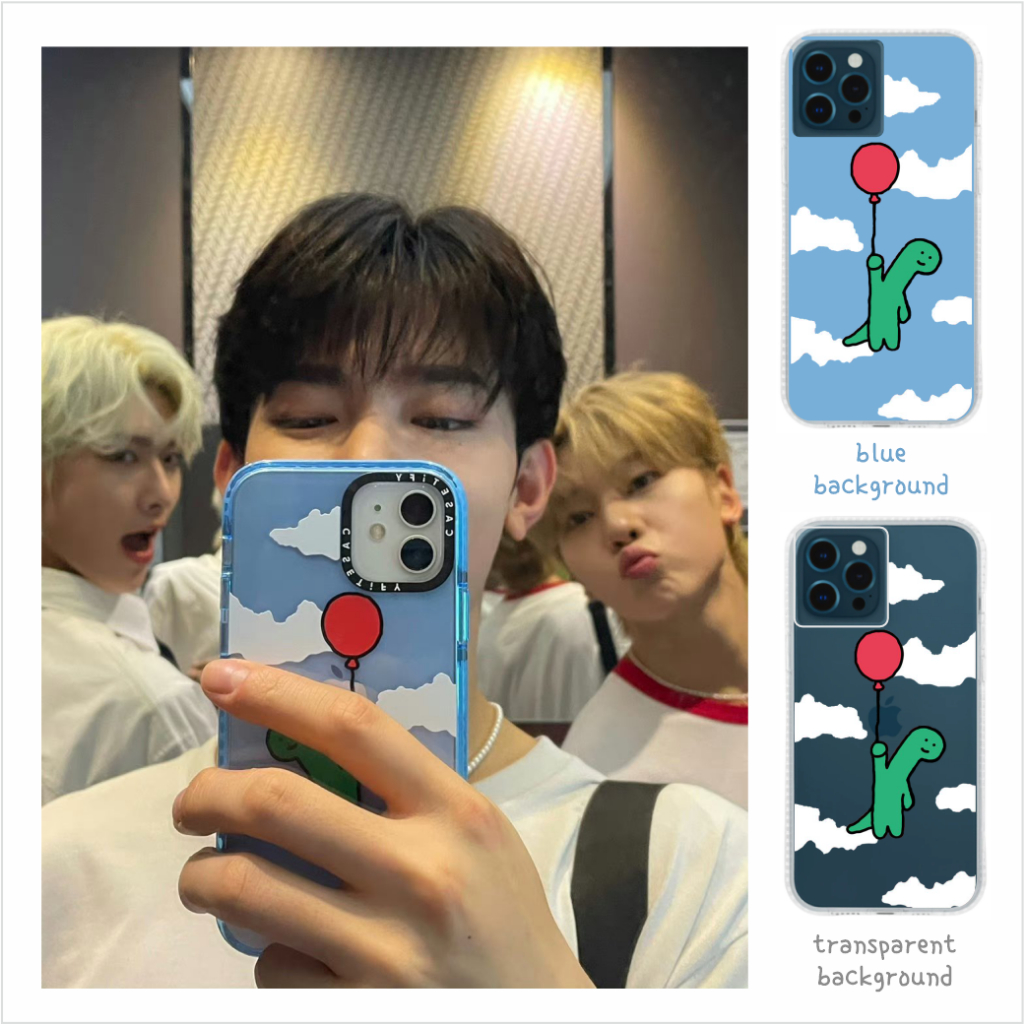 ZB1 ZEROBASEONE Zhang Hao flying balloon dino custom blue & transparent phone case