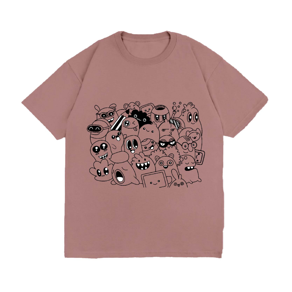 WGUD'S T-shirt DOODLE [sablon DTF] Unisex Pria & Wanita *PREMIUM QUALITY*-DUSTY PINK