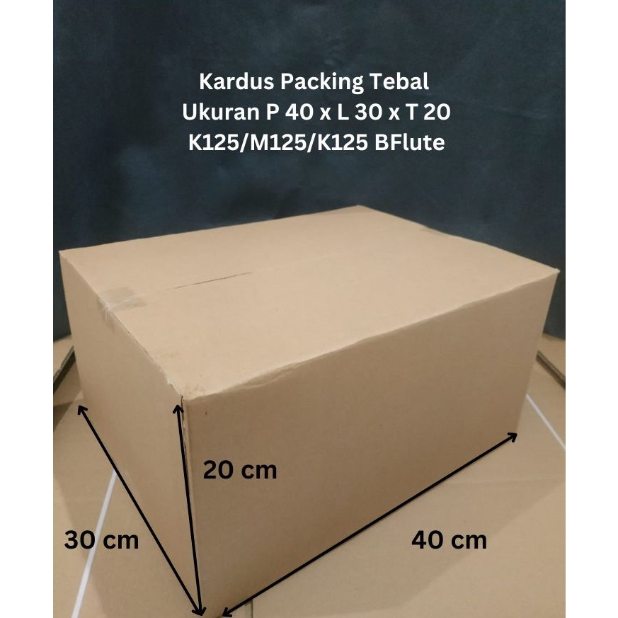 

Kardus Packing Tebal P40 cm x L30 cm x T20 cm BFlute K125/M125/K125