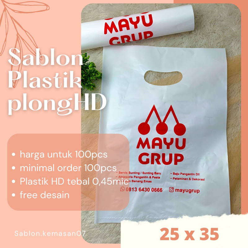 Sablon Plastik PLONG 25X35 SABLON 100pcs, PLASTIK SABLON FREE DISAIN, Sablon kemasan olshop, sablon 