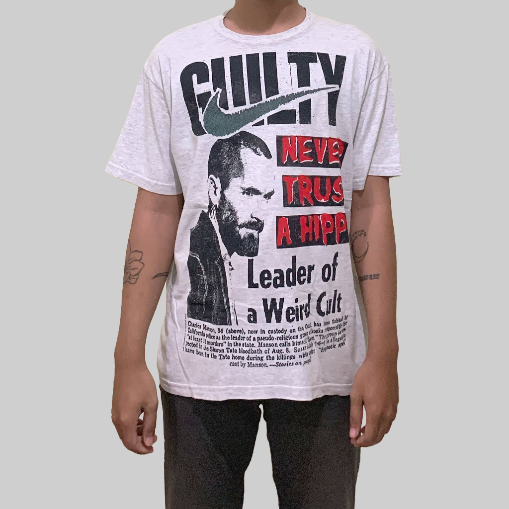 never trust a hippy charles manson on vintage tshirt original by psychocult