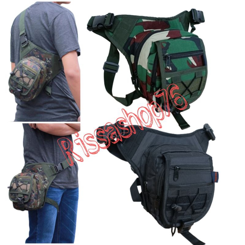 Tas Selempang Paha Army Hitam