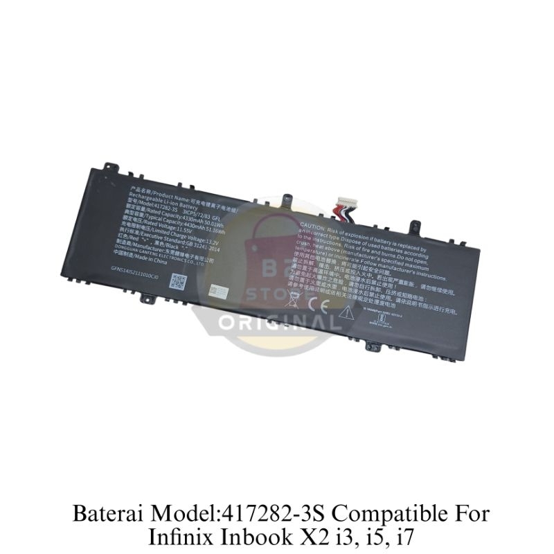 Baterai Battery Laptop Infinix Inbook X2 i3, i5, i7 Model:417282-3S