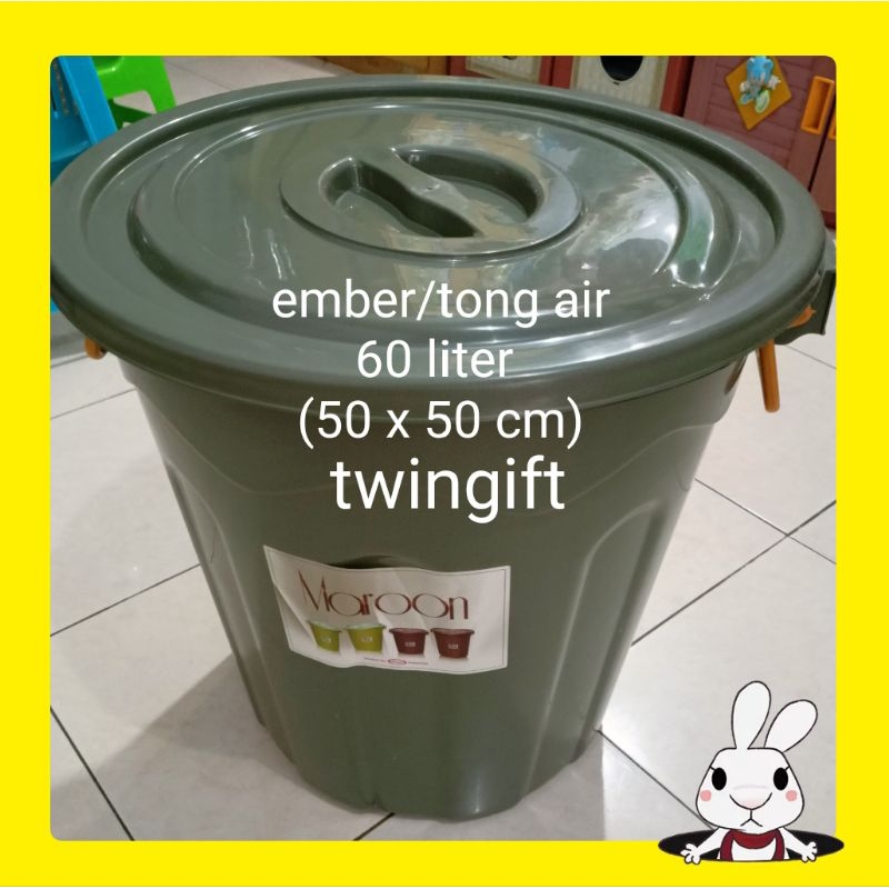 ember air, tong air besar, 60 liter, serbaguna, dengan tutup