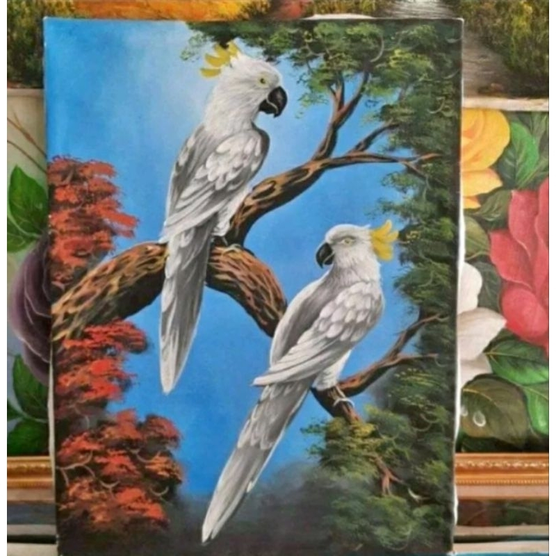 Lukisan Kanvas Burung Kaka Tua