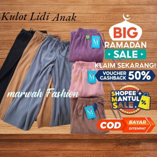 celana kulot Lidi anak usia 6-12 Tahun / KULOT PLISKET LIDI ANAK ANAK / KULOT PLISKET PANJANG ANAK P