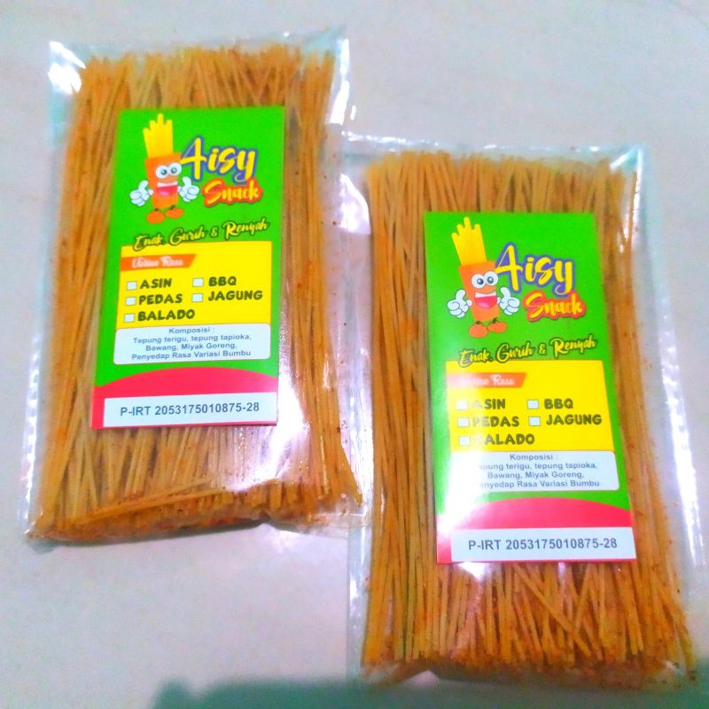 

Paket Mie lidi isi 10 Bungkus 70gr enak renyah anti keras
