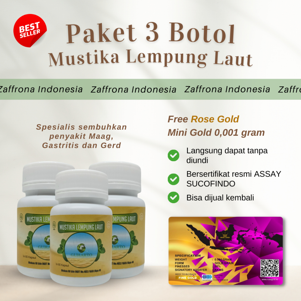 FREE MINI GOLD 24 KARAT - MUSTIKA LEMPUNG LAUT - SPESIALIS GURAH & DETOX SALURAN PENCERNAAN (MENGATA