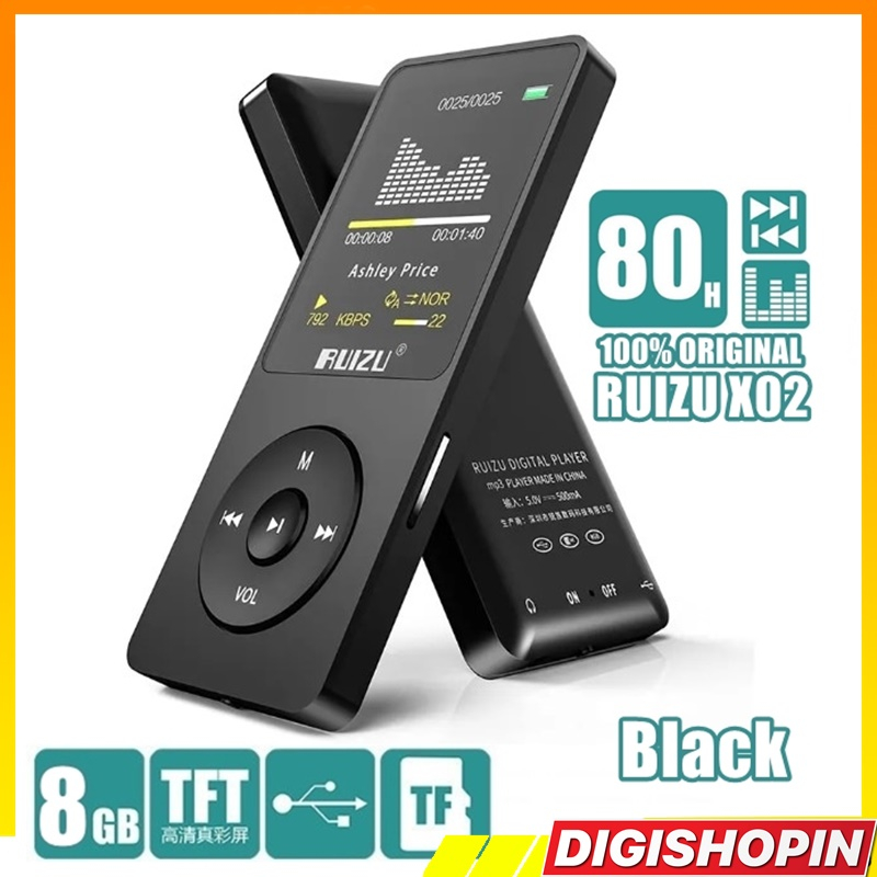 Ruizu X02 HiFi DAP MP4 MP3 Player 8GB / Original RUIZU X02 English Version MP4 Player 4GB 8GB 16GB Music Player With FM Radio Video E-book Portable MP3 Support TF Card