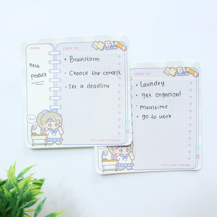 

Yoyo Loves Studying Square Sticky Notes Catatn Notes Tempel Gambar Cewe Kecil Lucu Imut 60 Lembar Berwarna