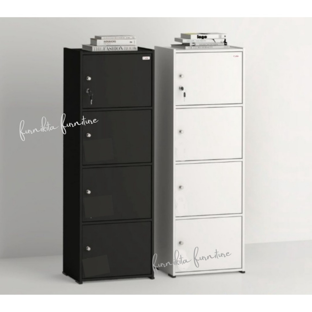 RAK BUKU KAYU SERBAGUNA KUNCI / LEMARI HELM / LEMARI BAJU