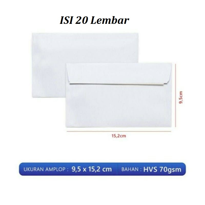 

Amplop Putih Isi 20 Pcs Lembar / Ukuran 95 x 152mm Sudah ada Lem