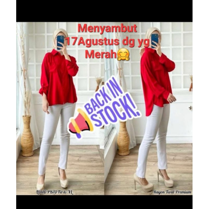 Blouse Merah Wanita Kemeja Merah