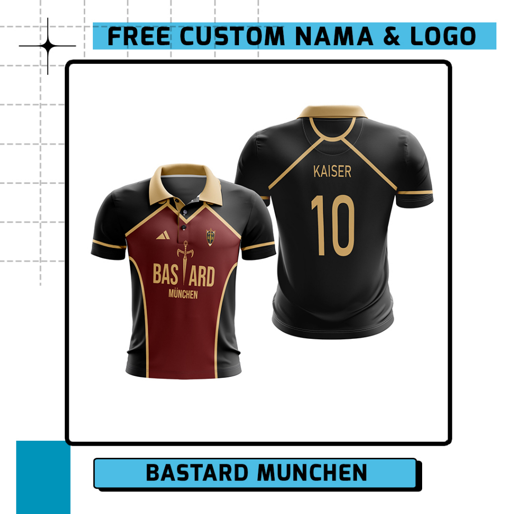 Kaos Polo Wangki Club Blue Lock B4stard Munchen Pria dan Wanita Custom Full Printing Free Nama
