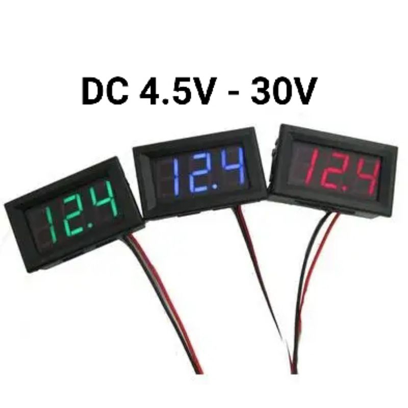 Voltmeter Digital 2 Kabel LED Terang Ukuran Kompak Praktis — 10