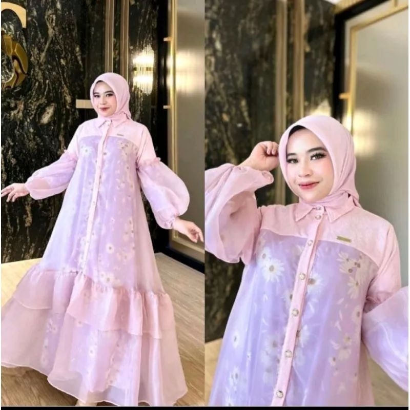 Dress Organza Lengan Balon Ori Shellasaukia