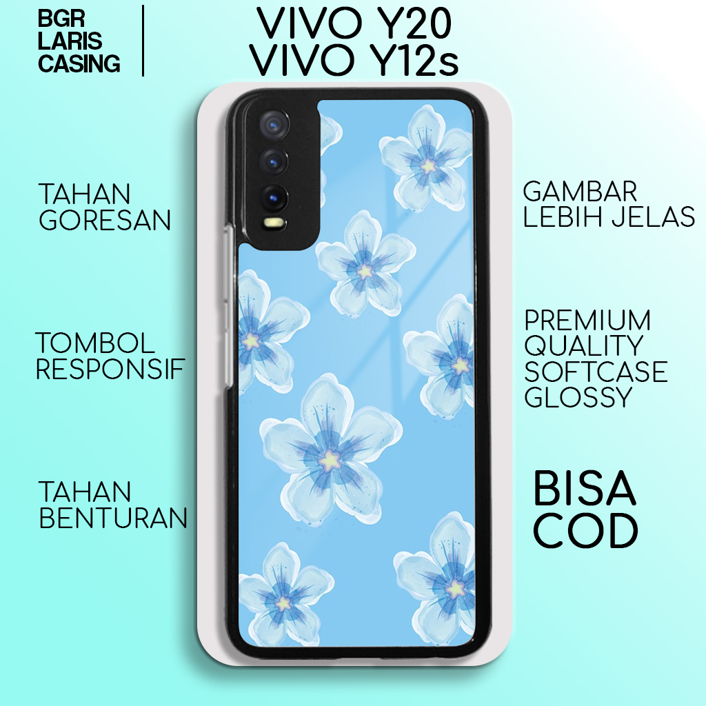 case vivo y20 y12s terbaru aesthetic flower 06 cewek cowok keren casing hp mewah bahan softcase hard