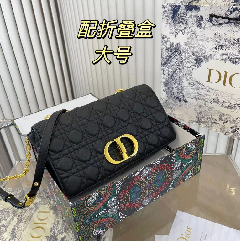 Original 2023 new Dior cannage pattern women's bag fashion ladies diamond shoulder bag gold hardware