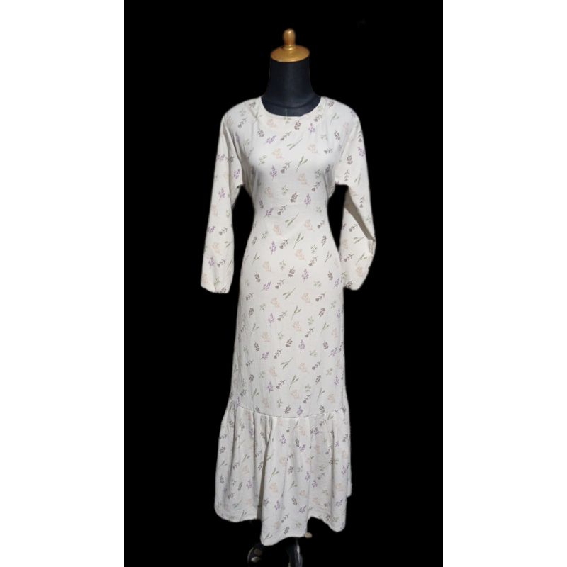 gamis crinkle motif bunga