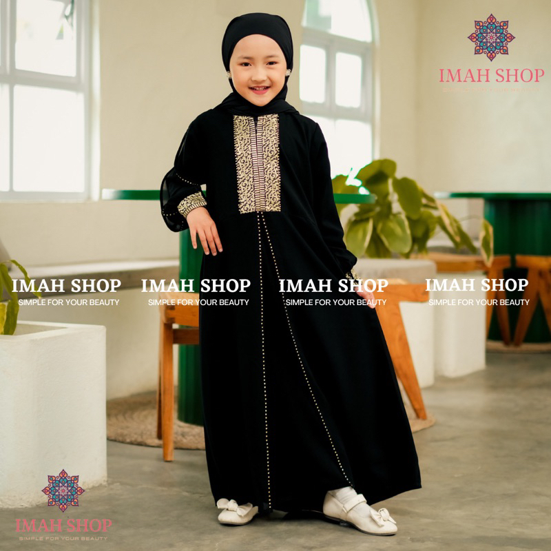 Abaya Gamis Anak Perempuan Maxi Dress Arab Saudi Bordir Zephy Turki Umroh Dubai 225 Turkey India Wanita Hitamjo 78 Gold Kids By Imah Shop