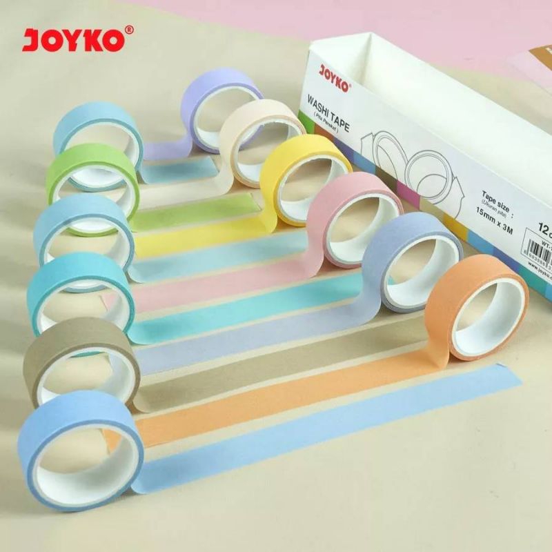 

[12pcs] Washi Tape Joyko/ Masking Tape Pastel/ Isolasi Set Box/ Selotip Warna Journal