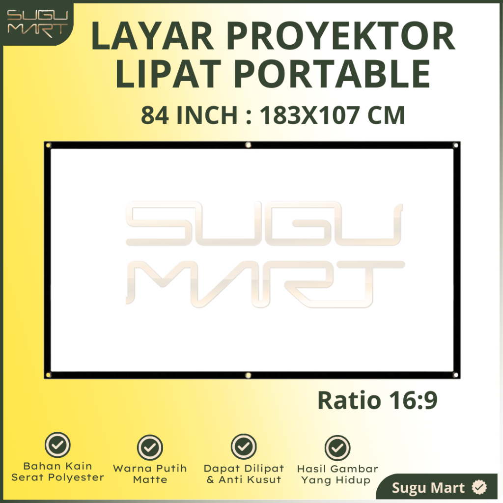 Screen Projector Folded 84 Inch 16:9 | Layar Proyektor Lipat | Layar Proyektor Portable