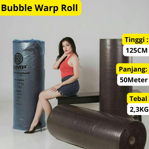 

BUBBLE WRAP MURAH EKONOMIS HITAM Merk GMP 125CM x 50M Berat 2,3kg