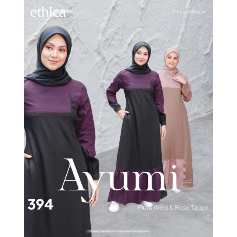 TERMURAH | BEST SELLER | DRESS GAMIS CASUAL FORMAL DAILY AYUMI 394 BY ETHICA ELFA | PLUM WINE | ROSE
