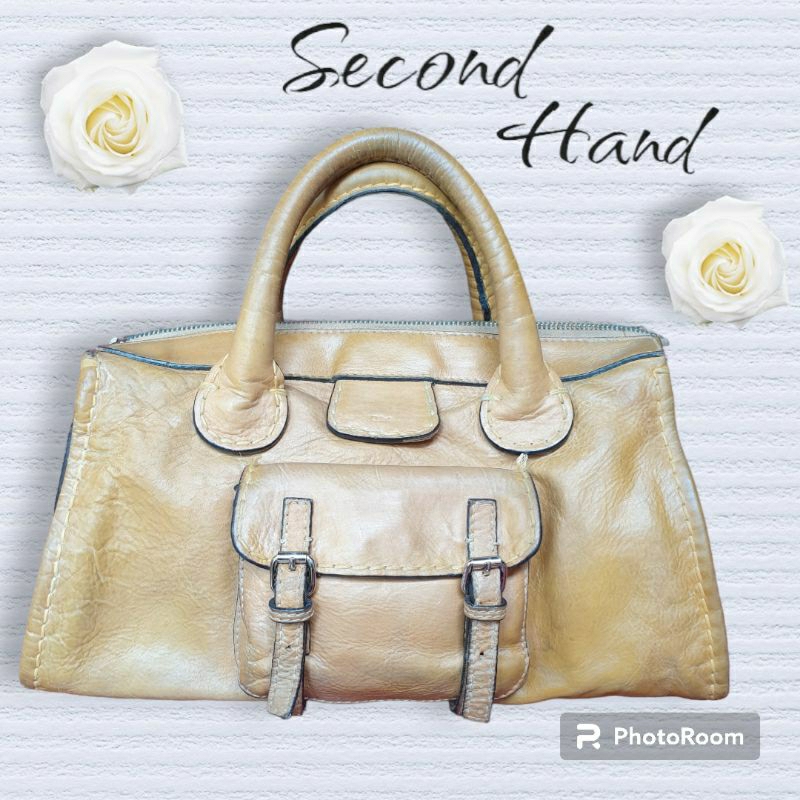 Preloved Tas Wanita Warna Kuning Kunyit Kulit ORI