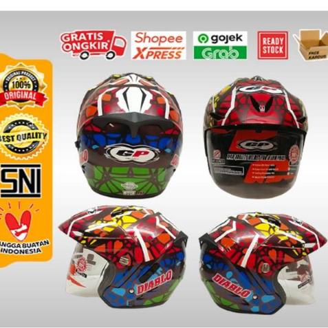 Helm Hal Face GP New Diablo Size L, SNI