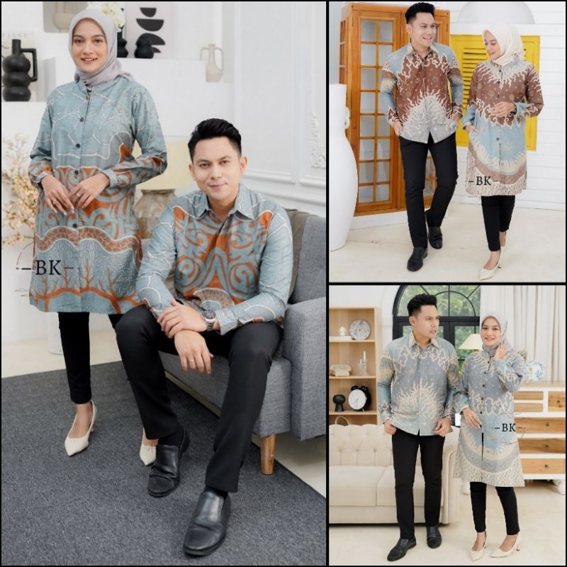 Batik Tunik Couple modern premium tunik batik couple Busui M L XL XXL JUMBO