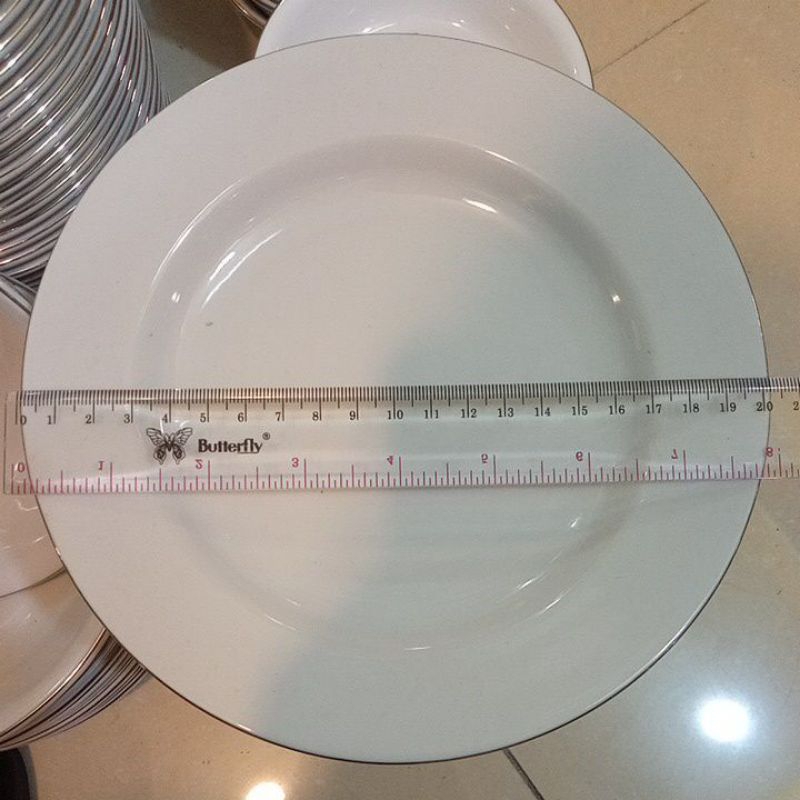 Piring Makan SANGO warna putih flat list gold 8"