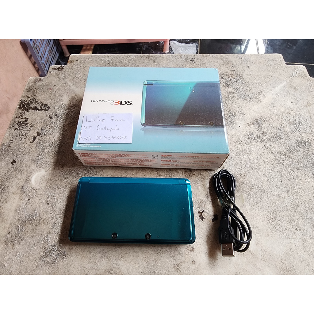 Nintendo 3DS not XL Aqua Blue CFW Luma 32GB Fullset 03
