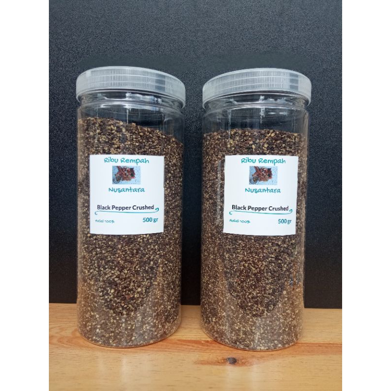 

500gr Black Pepper Crushed / Merica Hitam Kasar / Lada Hitam Kasar kemasan Toples