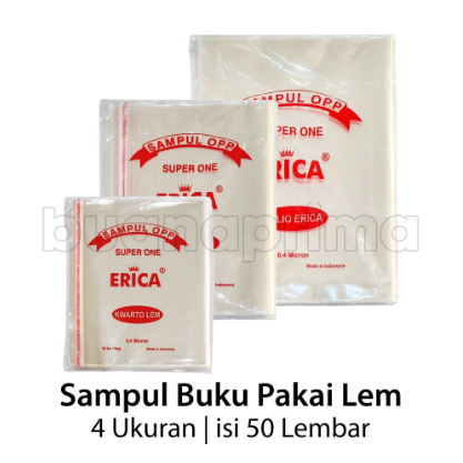 

(50Lembar) Sampul Buku OPP Merk Erica Ukuran Kwarto Perekat Sampul Buku LKS Sampul Buku Boxy Plastik Sampul Buku Plastik