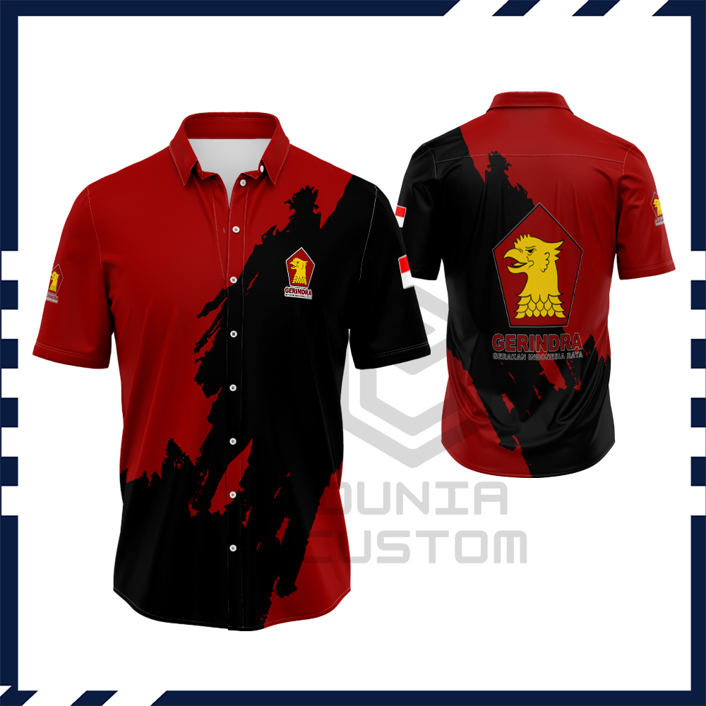 Kaos Jersey Pria Partai Gerindra Fullprint - Baju Polo Partai Gerindra - Kemeja Pria Partai Gerindra
