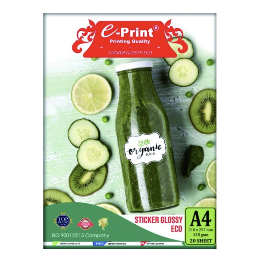 

EPRINT KERTAS STIKER MENGKILAP A4 135 GSM - E-PRINT GLOSSY STICKER ECO PHOTO PAPER A4 135 GSM