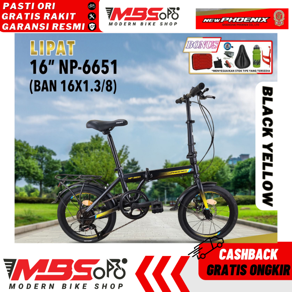 Sepeda Lipat PHOENIX 16 inch NP 6651 6652 1x7 Speed Hi Teen Steel