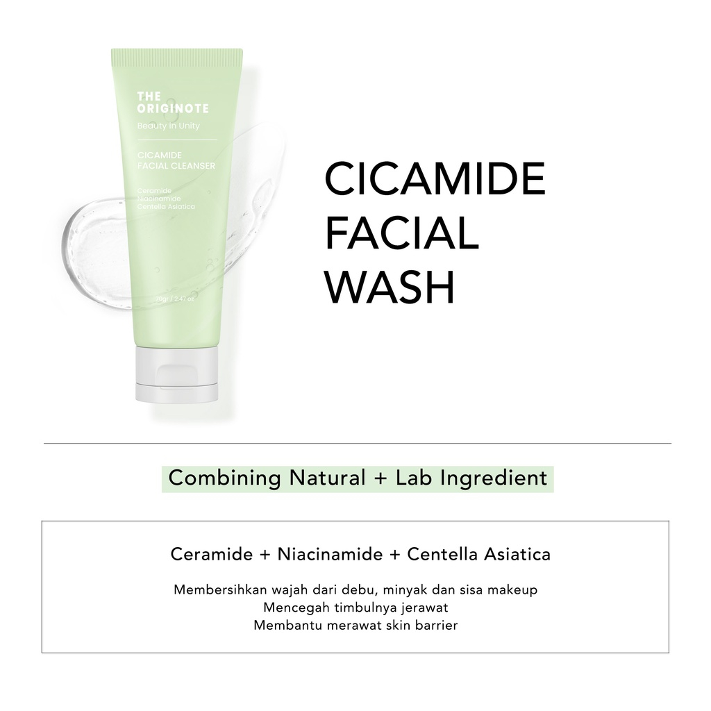 The Originote Cicamide Facial Cleanser - Face Wash Facial Wash Sabun Cuci Muka Mencerahkan dan Melembabkan Wajah with Ceramide Niacinamide