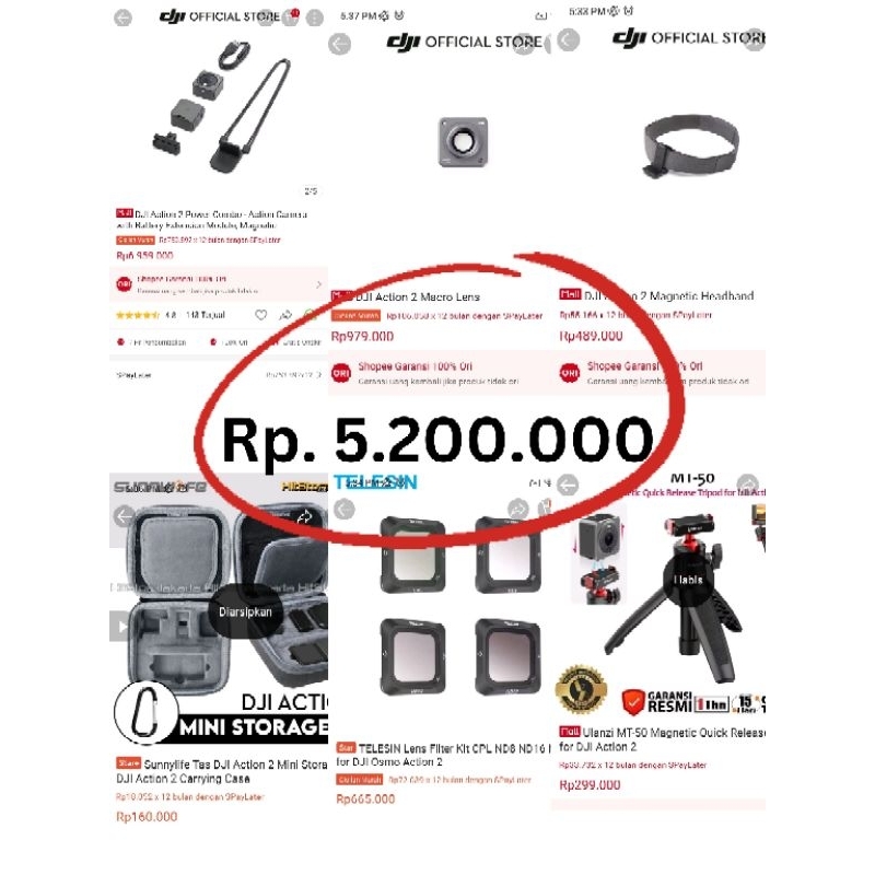 Dji Action 2 Camera Full Aksesoris Second Berkualitas