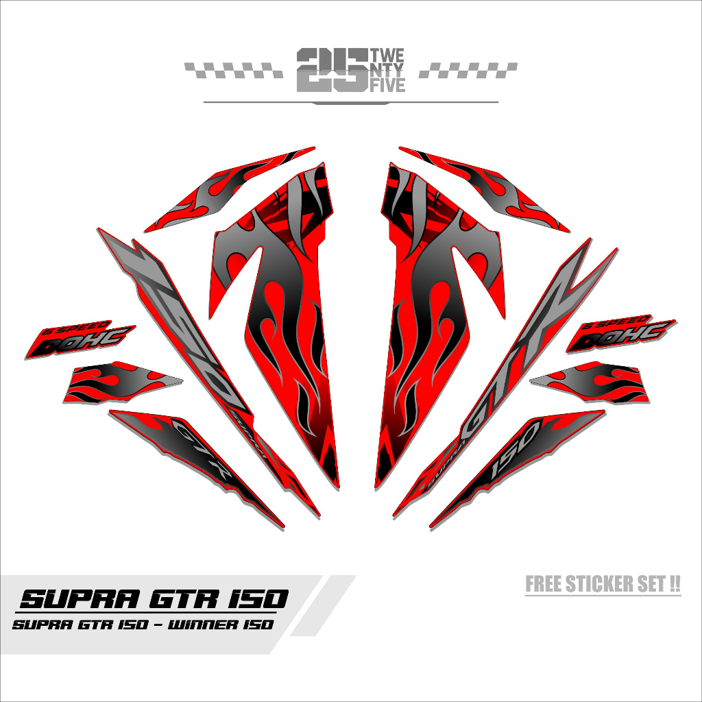 STRIPING SUPRA GTR 150/VARIASI 5/2017/STIKER SUPRA GTR/MOTIF API/STICKER SUPRA GTR 150/WINNER 150/RS
