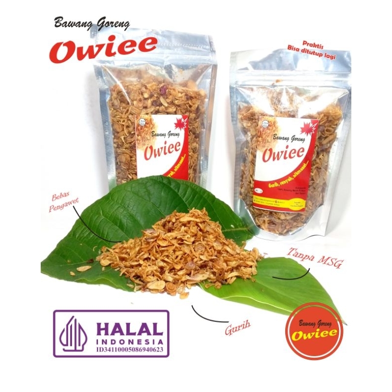 

Bawang Goreng Owiee 100 gram asli tanpa campuran bukan brambang bawang goreng brebes