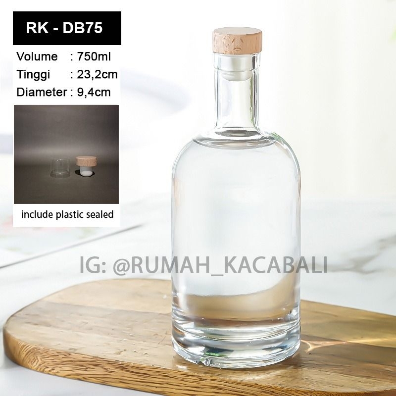 Botol kaca gin 100ml 200ml 350ml 500ml 750ml / glass bottle / doom / doloma  sudah termasuk tutup bo
