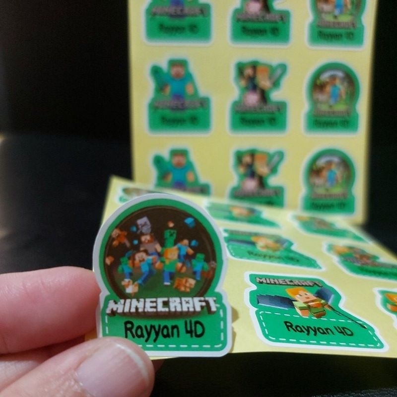 Minecraft Stiker Nama Peralatan Sekolah Label Nama Karakter Sticker Minecraft