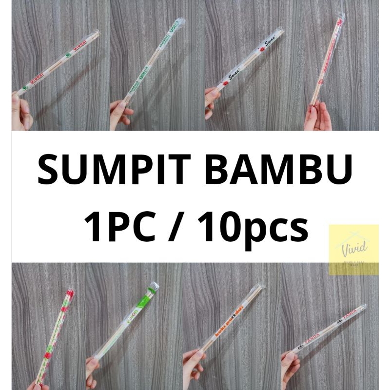 Sumpit Bambu 10pcs - Sumpit ION - Swan - Panda - Koki Panda Global - Sumpit Dimsum