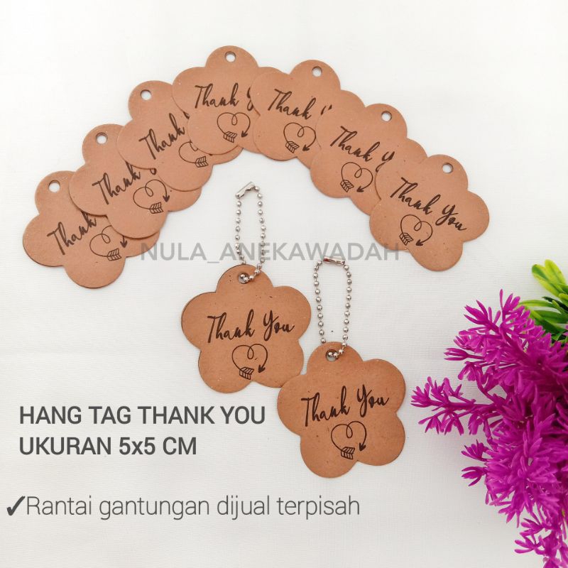 

Isi 10 Pcs Hang Tag Thank You Kraft Coklat Flower 5x5 Cm / Hang Tag Label Souvenir