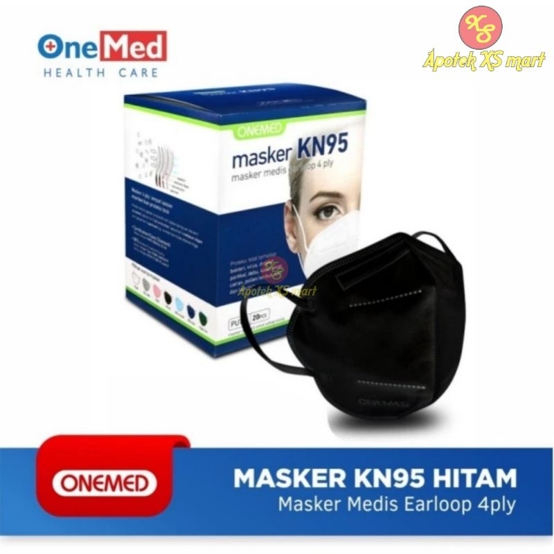ONEMED MASKER 4PLY KN95 KARET HITAM BOX EARLOOP BLACK