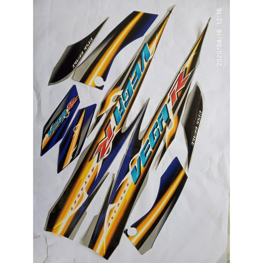 stiker striping yamaha vega r new 2007 silver biru lis body original