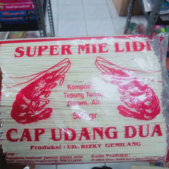 

mie lidi super spesial mentah 500g berkualitas cap 2 udang