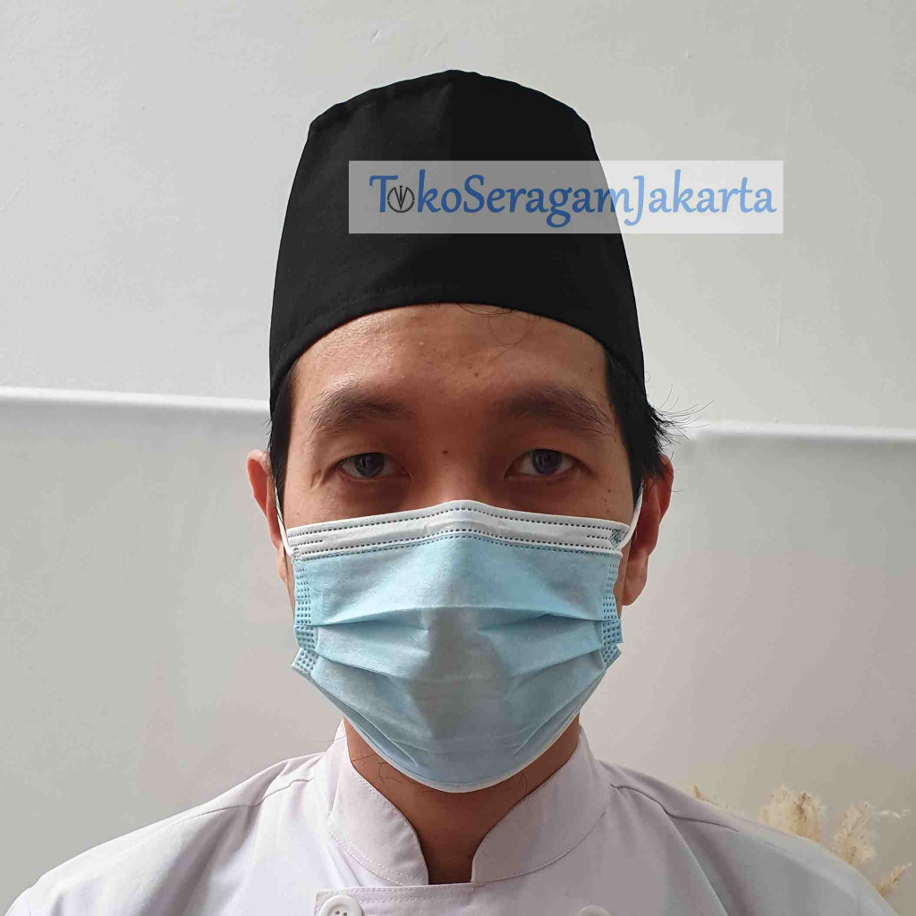 Topi Chef model Peci Topi Koki Hitam